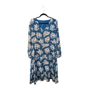 ANN TAYLOR FACTORY Floral Blue Dress SZ 12